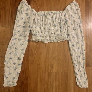 Urban Outfitters Cropped Ruched Floral Top